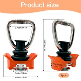 Pack of 4 Airline Rail Fitting, Single End Fitting, Airline Fitting with Ring, End Fitting Lashing Rails Fitting Airline Rail, for Wall Cabinet, Luggage Attachment in Motorhome, Orange