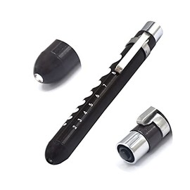 OdontoMed2011 Medical Pen Lights for Nurses Doctors, Reusable LED Medical Penlight Flashlight with Pupil Gauge, White Light, Black Color Penlight