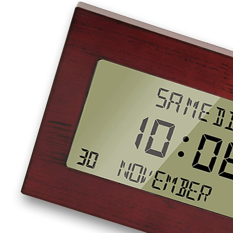 Radio-Controlled Alarm Clock - Calendar with Date Day and Time