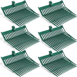 Lasnten 6 Pcs Manure Fork Replacement Head, 18 Tines Pitchfork Head with Screws and Nuts, Horse Manure Rake for Picking up Grass and Hay (Army Green)