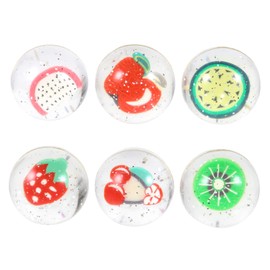 KOMBIUDA 6Pcs Bouncy Balls Fruity Pattern Jumping Balls for Educational for Color Recognition and Fun Random Style