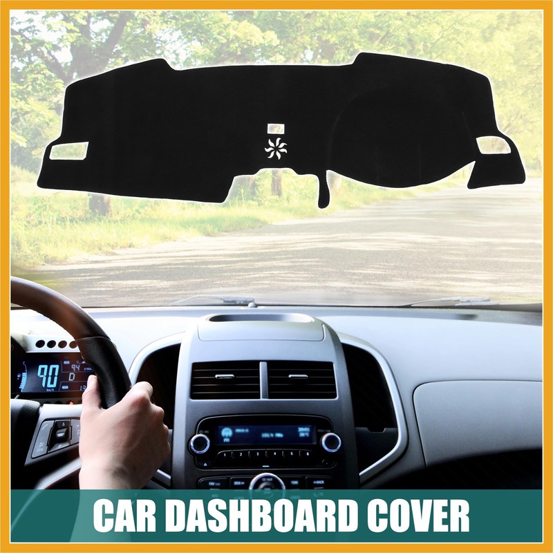 Partuto Car Dashboard Cover Black Polyester for Honda Civic 2020-2023