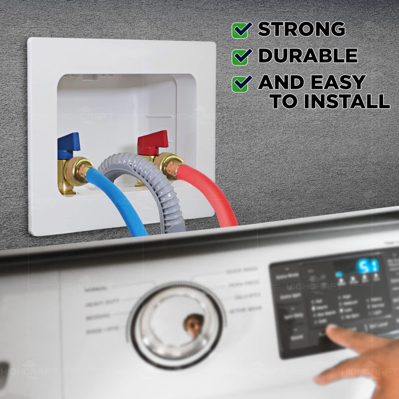 Highcraft TC300 Replacement Washing Machine Outlet Box with Faceplate White