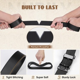 NUBILY Mens Belt Leather Ratchet Belts for Men Adjustable 1 3/8" Men's Belts for Dress Casual with Gift Box, Trim to Fit