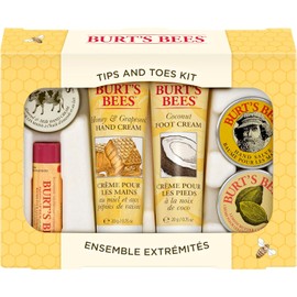 Burt's Bees Tips and Toes Kit Holiday Gift Set, 6 Travel Size Products in Gift Box - 2 Hand Creams, Foot Cream, Cuticle Cream, Hand Salve and Lip Balm