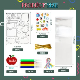 Back to School Gifts for Students with All About Me Posters Elementary, First Day of School Gift for Star Student Poster, Student of the Week Poster, Paint Pen, Sticker, Party Favor Bag Supplies Bulk