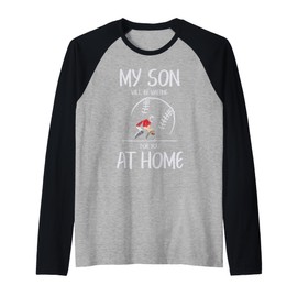 Baseball Catcher My Son Will Be Waiting for You at Home Raglan Baseball Tee