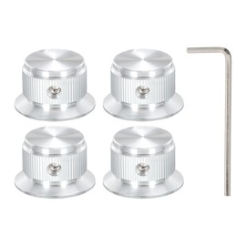 sourcing map Aluminium Potentiometer Knobs 6mm Guitar Control Knobs 1/4" Shaft for Guitar,Bass,Audio,Power Amplifiers,Volume Control 24mm/0.94" Diam Silver Pack of 4(with Un Wrench)