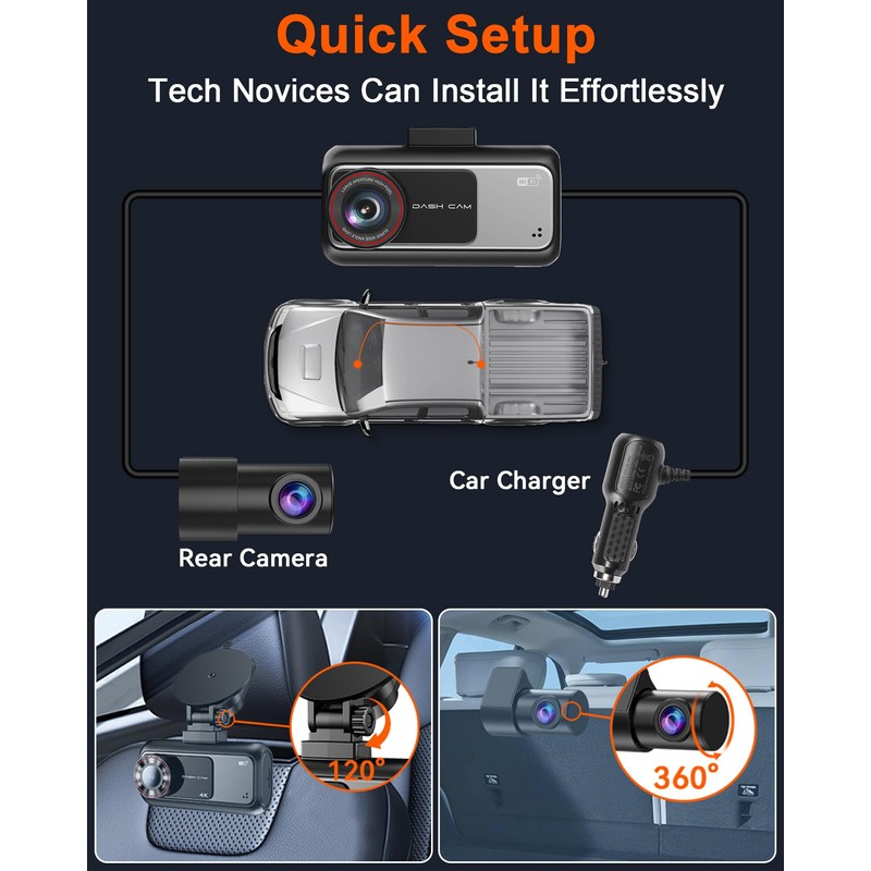 15-Min Easy to Install Dash Cam: Dual Camera with Night