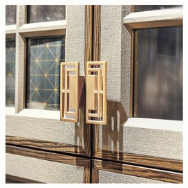 Primst 4PCS 3.93" Modern Zinc Alloy Cabinet Handle Pulls, Hollow Design Handles for Drawer Closet Hardware Dresser, Furniture Hardware Collection (Gold-4PCS)