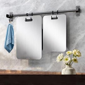 SUS-316 Stainless Steel Cutting Board, Titanium Cutting Board, Stainless Steel Cutting Board for Kitchen, Double Sided Food Grade Cutting Board, Dishwasher Safe, Large Cutting Board (Large)13" x 9".