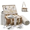 19Pcs Picnic Basket for 2 with Insulated Liner and Waterproof