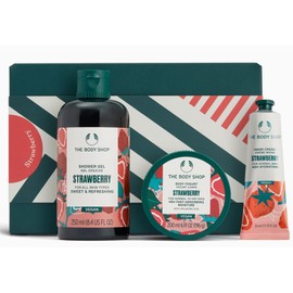 The Body Shop Strawberry Essentials Nourishing Skincare Gift Set, Shower Gel, Body Yogurt, Hand Balm, Vegan, Travel-Sized