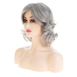 Short Grey Bob Wig for Women Shoudler Length Natural Wavy Heat Resistant Synthetic Daily Party
