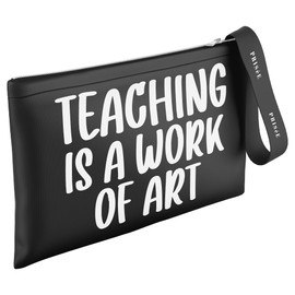 Teaching Work of Art Pencil Case, Funny Teacher Gifts Mothers Day Gifts Clutch Pencil Case Bag Her Boys Girls (Black)