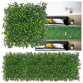 DOPGIB Artificial Grass Wall Panel,10"x 10"(12P) 4-Layer Leaf UV-Anti Greenery Faux Boxwood for Indoor,Outdoor Patio Balcony Privacy & Ivy Fence Covering Privacy, Garden, Backyard Wall Backdrop Decor