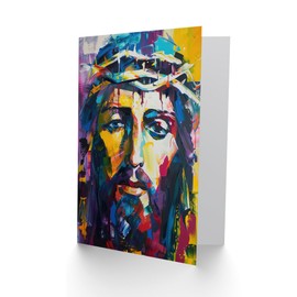 Artery8 Jesus Thorn Crown Portrait Modern Portrait Greeting Birthday Card Him Her All Blank