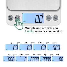 KUBEI Upgraded Larger Size Digital Food Scale Weight Grams and OZ, 5kg/0.1g Kitchen Scale for Cooking Baking, High Precision Electronic Scale with LCD Display