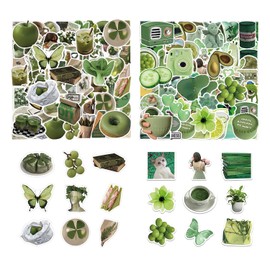 CYNOSURETECH 122 Pieces Of Retro Green Stickers, Olive Green Graffiti Stickers, Waterproof Stickers, Diy Decorative Stickers, Suitable For Scrapbooks, Bicycles, Skateboards, Laptops
