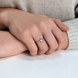 Silverly Women's 925 Sterling Silver Small Azelie Flower Stackable Ring