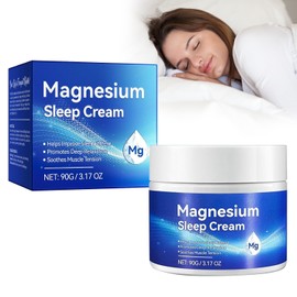 Magnesium Sleep Cream, Magnesium Soothing Sleep Cream, Schlafcreme Magnesiumöl, Enthält natürliche Lavendel, Mandelöl und Vitamin E zur Entspannung, schnelle Absorption und Hautpflege, 90g