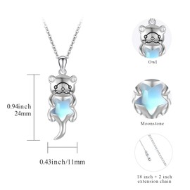 TRISHULA Animal Necklace 925 Sterling Silver Fox/Dolphin/Snake Pendant Moonstone / Crystal / Zirconia Necklace Animal Pendant, Sterling Silver