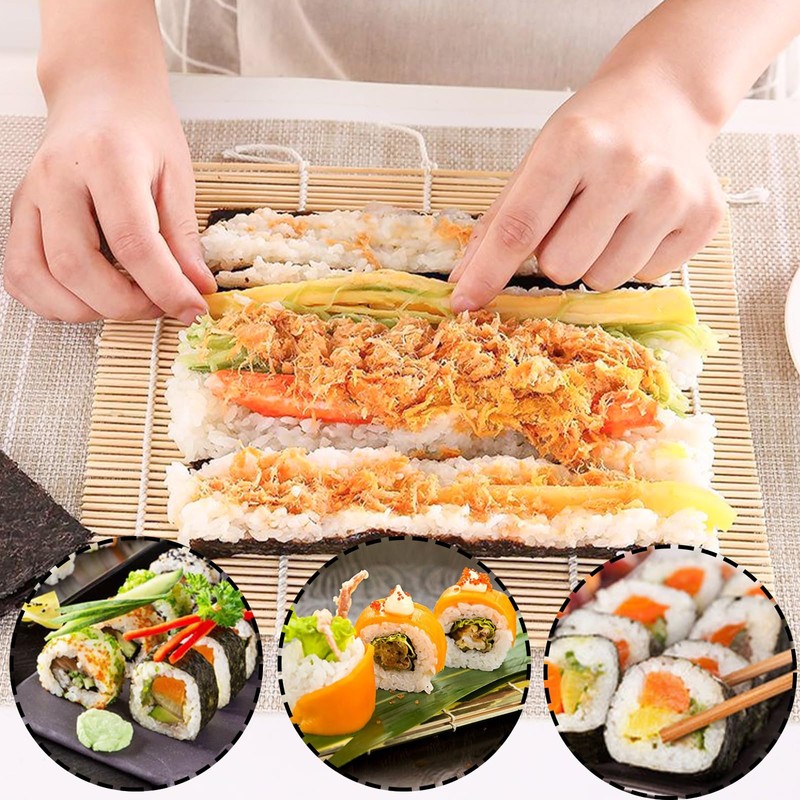 Wuyituart 4 Pcs Bamboo Sushi Rolling Mats 9.5 Inch Square