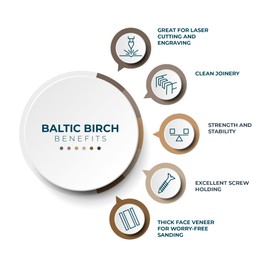 20 Boards of 12” x 19” 6mm 1/4 inch Finished Grade B/BB Baltic Birch Plywood, Glowforge Ready | Boxes of 10, 20, 50 and 100 | Laser Engraving, CNC, Scroll Saw, by Craft Closet