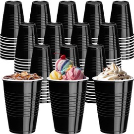 cssopenss 120 pcs 16 oz black plastic cups 16 oz black plastic Disposable Cups Black Party Cups for drinking Tastings served Snacks Barbecues Picnics