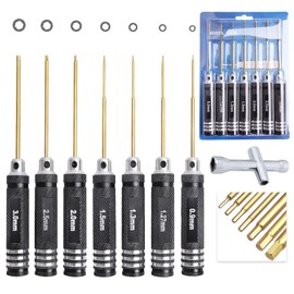 Hobbyfire 7PCS RC Hex Driver Set 0.9mm 1.27mm 1.3mm 1.5mm 2.0mm 2.5mm 3.0mm Hex Screwdriver for Traxxas Slash Stampede Rustler RC Cars Helicopter