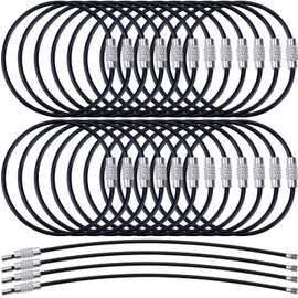 Alpinleux 35 Pcs Black Wire Keychain Cable, Cable Key Ring, Stainless Steel Wire Keychain, Wire Key Ring, Keychains Lock for Travel, Luggage Tags, Key Tags