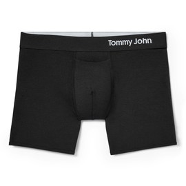 Tommy John Men’s Trunk 4" Underwear, Cool Cotton Underwear with Supportive Contour Pouch, Dry Pima Cotton Blend Soft Breathable Waistband Mens Cotton Boxer Briefs Mesh Quick Dry (Black, Small)