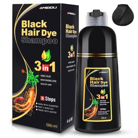 MEIDU 3 in 1 Hair Dye Shampoo - Can cover gray hairs,Herbal Ingredients,Contains Ginseng Extract,Natural Haircoloring, black hairdye:_Dark Brown 350ml