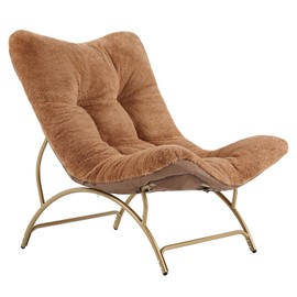 Tiita Accent Lazy Chair, Comfy Lounge Chair with Metal Frame and Plush Fabric, Spacious Seat Cozy Recliner Chair for Reading Room, Living Room, Bedroom, Office, Brown