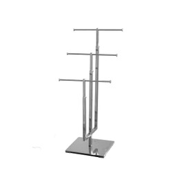 Jewelry Tree Stand Chrome and Metal Finish Large Storage for Bracelets Earrings Necklaces Holding Organizer - Metal Adjustable 3 Tier T-Top Jewelry Stand Holder (Chrome)