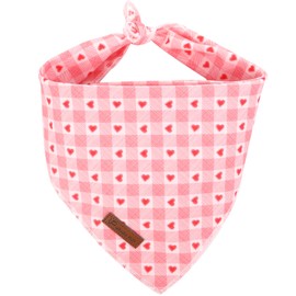 UP URARA PUP Valentine’s Dog Bandana, Valentine Triangle Bid Scarf for Girl Boy Small Medium Dogs or Cats, Adorable Puppy Wedding & Valentine’s Bandana, Cute Soft Cotton Pet Kerchief