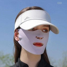 UV Protection Mouth-Open Face Cool Mask Sun Visor (White) 5ea