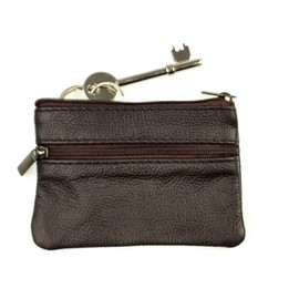 Genuine Brown Leather Key Wallet and Coin Pouch
