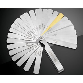 AMSAMOTION 32 Blade Feeler Gauge Universal Thickness Gauge Stainless Steel Metric/Imperial Gap Gauge for Measuring Gap Width/Thickness/Metric Sizes - 0.04-0.88 mm