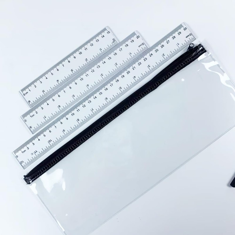 Plastic Ruler Set Clear Transparent Straight Ruler 15cm/30cm 6inch 12inch