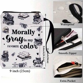 Stylish Zippered Book Cover, 1 Count Waterproof Zipper Book Case, Book Skull Pattern Case with Accessory Pockets, School Supplies 2024