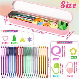 50 Pcs Tapestry Needles Bent Kit, 24 Pcs Large Eyes Blunt Yarn Needles, 6 Colors Large Eye Sewing Darning Needles with Blunt Needles Stitch Markers Storage Box for Tapestry, Weaving