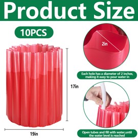 Adnee 10 Pack Water Filled Plant Protectors-19 x 17 Inch Reusable Wall of Water Plant Covers for Tomato Plants-Red Early Season Insulating Plant Protective Cover for Outdoor Winter Freeze Protection
