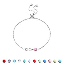 Yumioxa 12 Months Birthday Stones Tennis Bracelets Adjustable Bracelets Jewelry for Women Unique Birthday Color Crystal Bracelets for Her (October(Infinity))