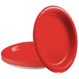 16Pcs Christmas Red Party Paper Plates 9 inch,Red Party Tableware Decor Red Christmas Paper Plates Red Party Plates for Union Jack Royal Street Party Christmas Valentine's Day Party Decoration