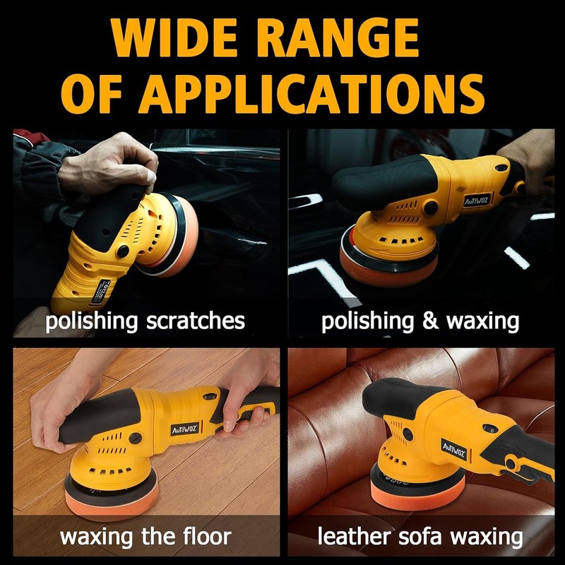 AUTIWOZ Cordless Car Buffer Polisher, 2x2000mAh 21V Batteries 5 Inch