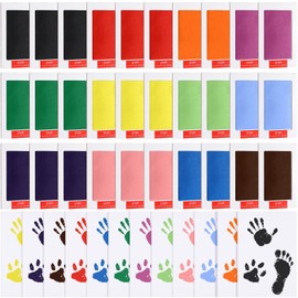 Jetec 90 Pack Inkless Baby Footprint and Handprint Kit Dog Paw Print Kit Includes 30 Pcs Ink Pads and 60 Pcs Imprint Cards for Newborn Registry Family Keepsake Baby Gift(Colorful)