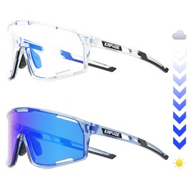 KAPVOE Photochromatic Self-Tone Cycling Glasses for Men Women Clear Sports Sunglasses TR90 Frame Sports Cycling MTB Cycling Glasses UV400 Protection Sports Glasses for Running Driving Baseball