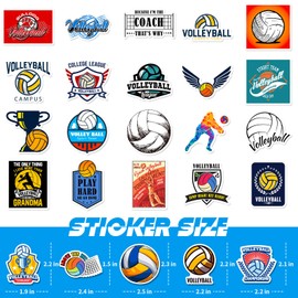 Volleyball Sticker Set 50 Pieces Cute Decoration for Car Laptop Skateboard Bicycle Moped Motorcycle Bicycle Computer Suitable for Adults Children