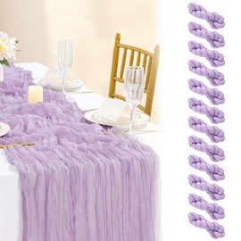 36x120 Inches Cheesecloth Table Runner Lavender Cheese Cloth Runner Elegant Boho Table Decor for Baby Bridal Shower Birthday Party Decorations 12 PCS